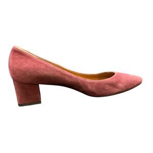Aquatalia Pasha Wine Suede Block Heel Pumps Size 9 Made in Italy